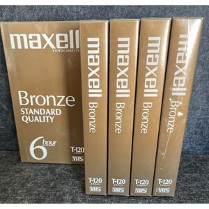 FACTORY SEALED Maxell Lot Of 5  - Bronze T-120 VHS Blank Cassettes Tapes